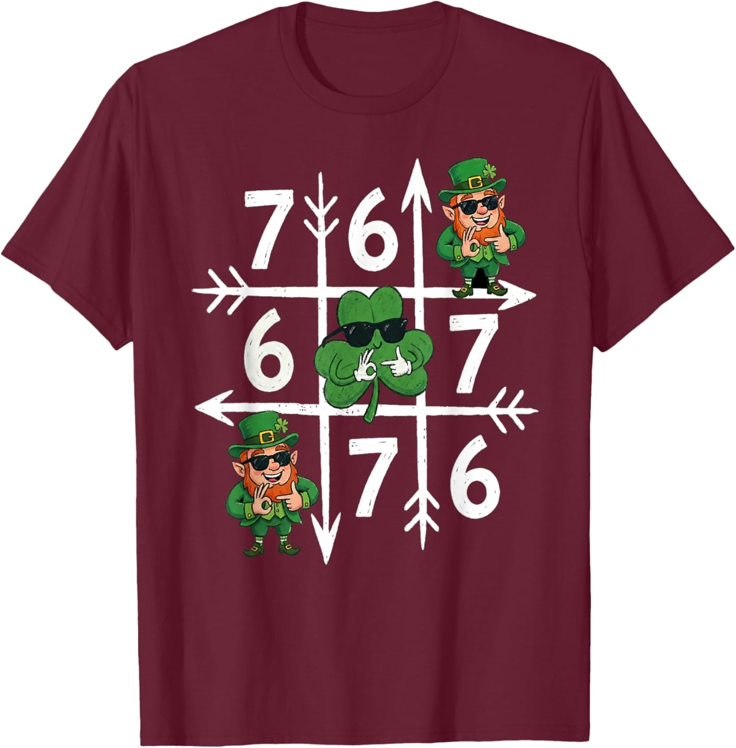 Funny 6 7 St. Patricks Day Six Seven Meme T-Shirt - T-Shirt | Maroon
