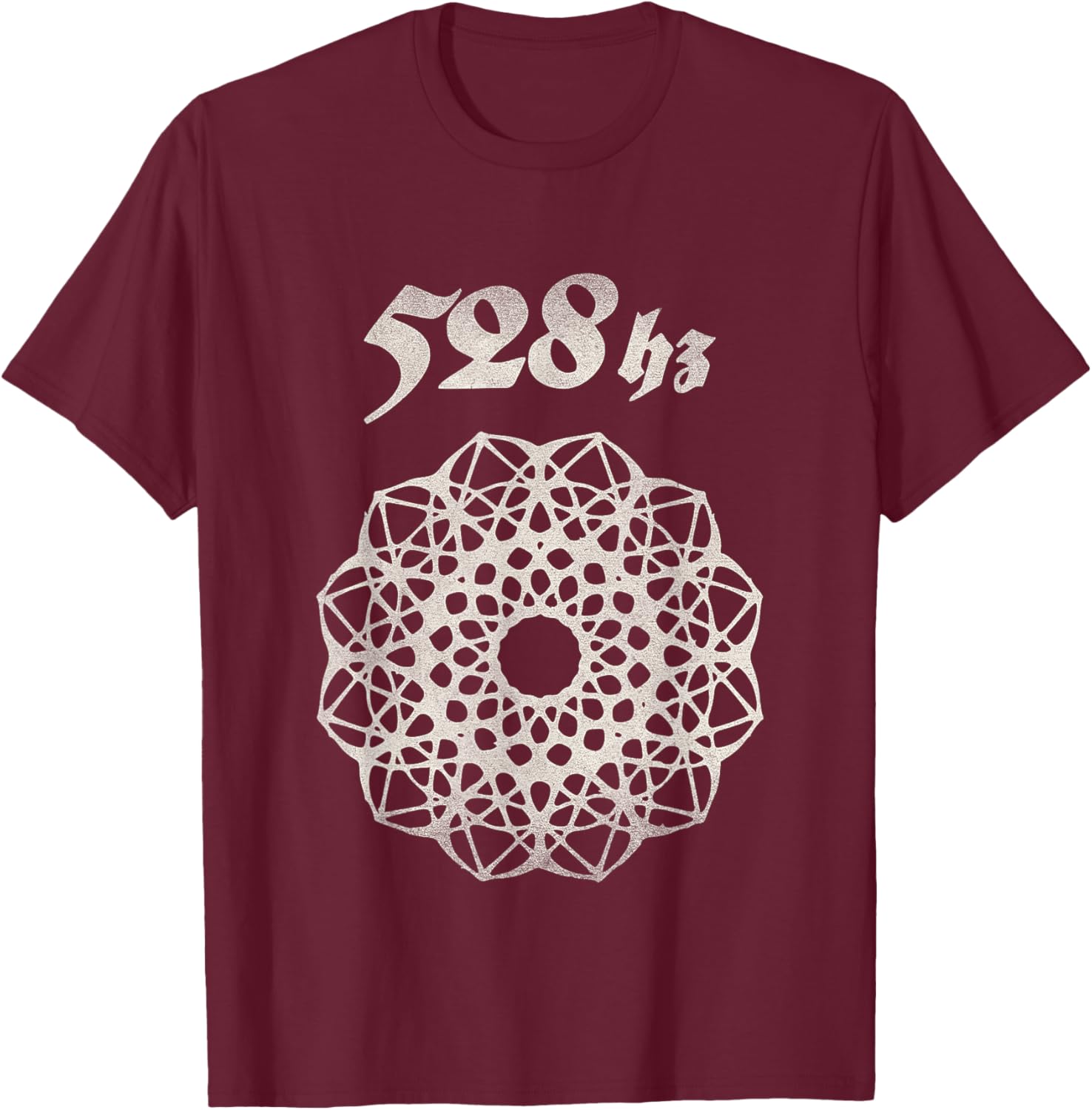 528 Hz Divine Frequency Cymatics Aesthetic Geometry T-Shirt - T-Shirt | Maroon
