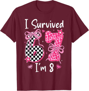 8 Year Old Girl Birthday Outfit Girls 8th Birthday 67 Meme T-Shirt - T-Shirt | Maroon