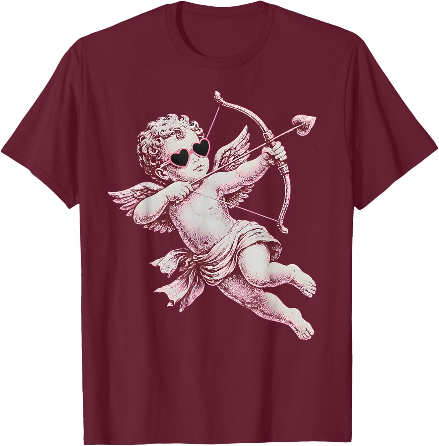 Cherub Angel Cupid Vintage Aesthetic Valentines T-Shirt - T-Shirt | Maroon