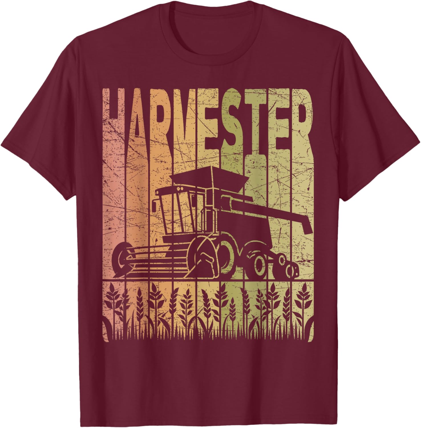 Harvester Vintage Harvesting Retro Harvest T-Shirt - T-Shirt | Maroon