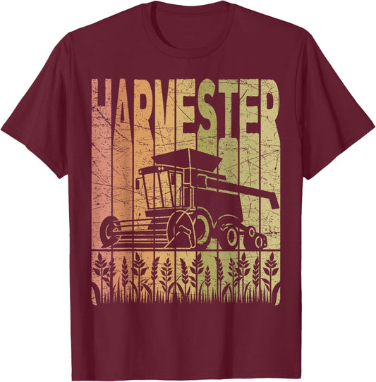 Harvester Vintage Harvesting Retro Harvest T-Shirt - T-Shirt | Maroon