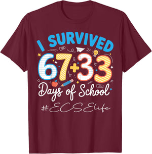 ECSE Early Childhood Special Education 100 Days of School T-Shirt - T-Shirt | Maroon