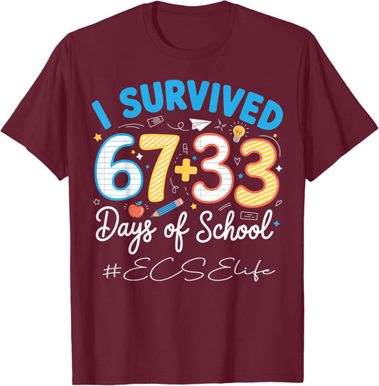 ECSE Early Childhood Special Education 100 Days of School T-Shirt - T-Shirt | Maroon