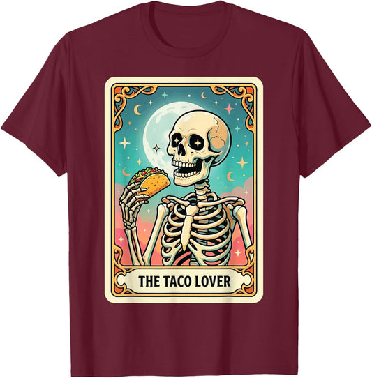 The Taco Lover Tarot Card T-Shirt - T-Shirt | Maroon