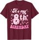 8th Coquette Birthday Party Eight Year Old Bow T-Shirt - T-Shirt | Maroon