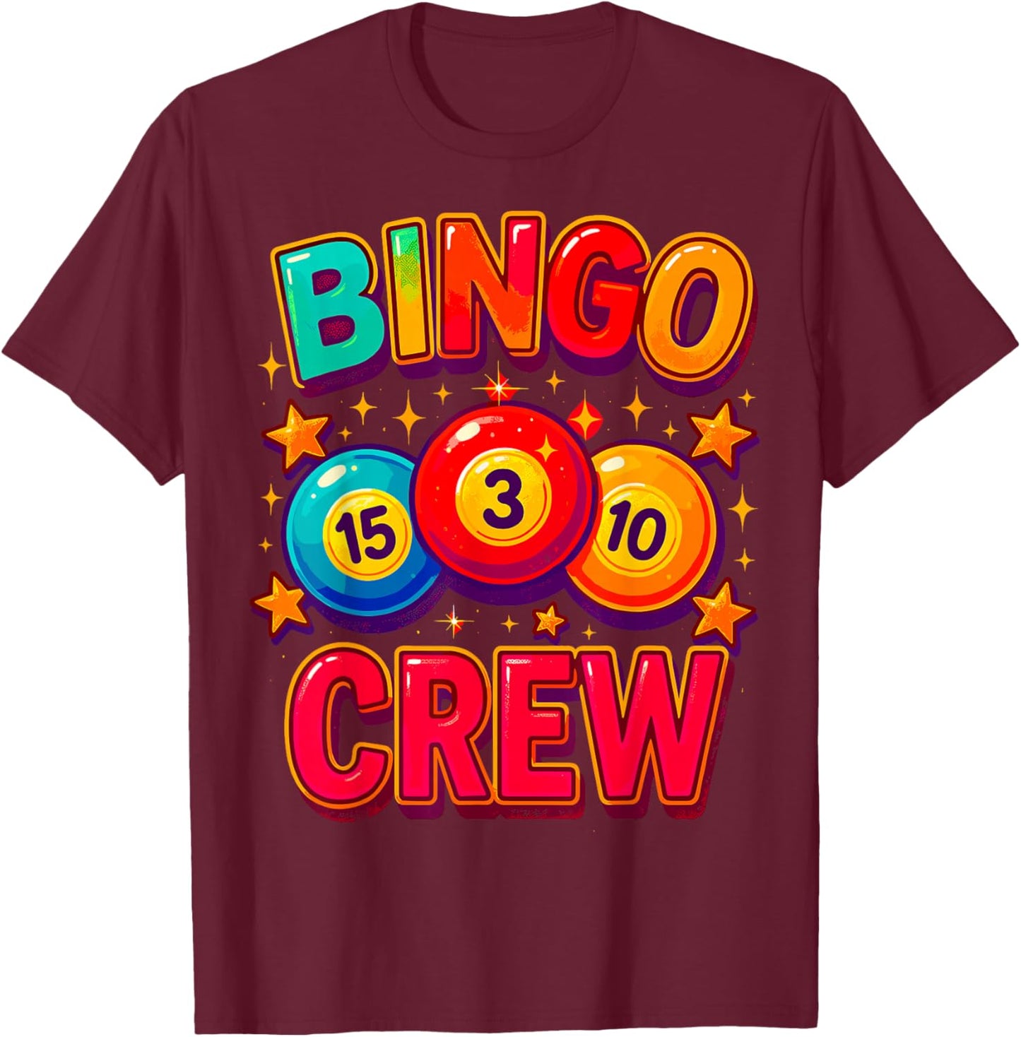 Bingo Crew Funny Retro Game Night T-Shirt - T-Shirt | Maroon