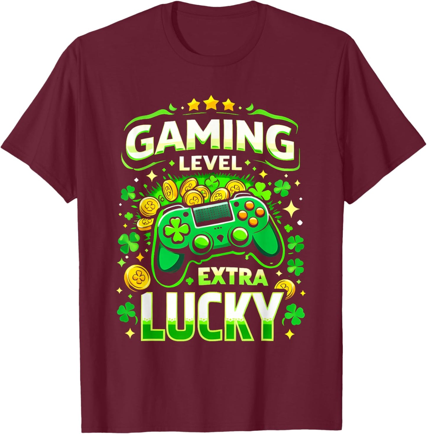 Gaming Video Game St Patricks Day Teen Girls Boys Youth T-Shirt - T-Shirt | Maroon