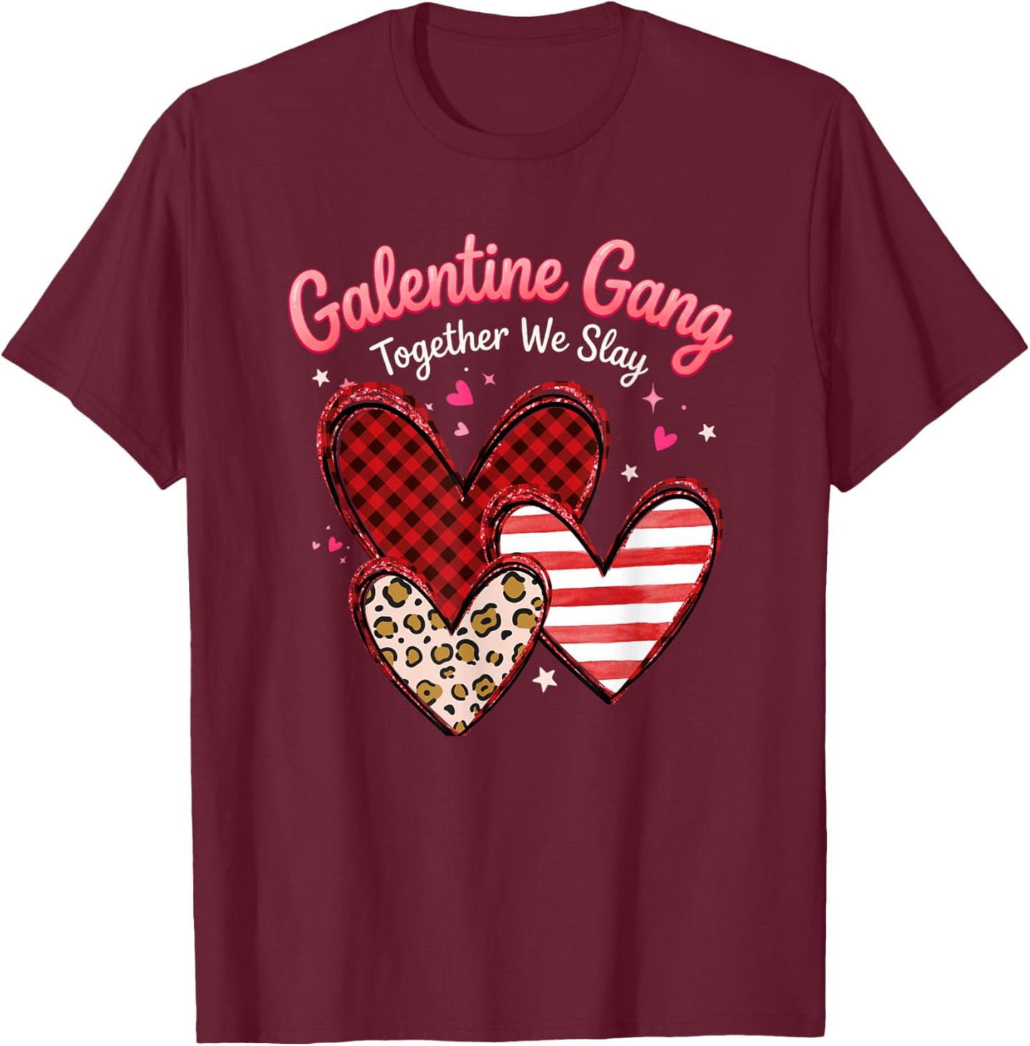 Valentines Day Galentines Gang Hearts Valentine Women Girls T-Shirt - T-Shirt | Maroon