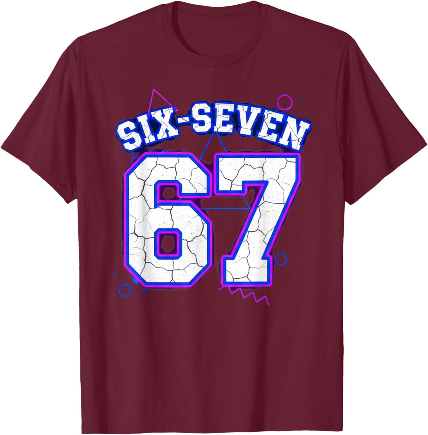 Six-Seven 67 Retro Varsity Sports Jersey Team 67th Birthday T-Shirt - T-Shirt | Maroon