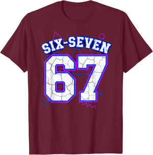 Six-Seven 67 Retro Varsity Sports Jersey Team 67th Birthday T-Shirt - T-Shirt | Maroon