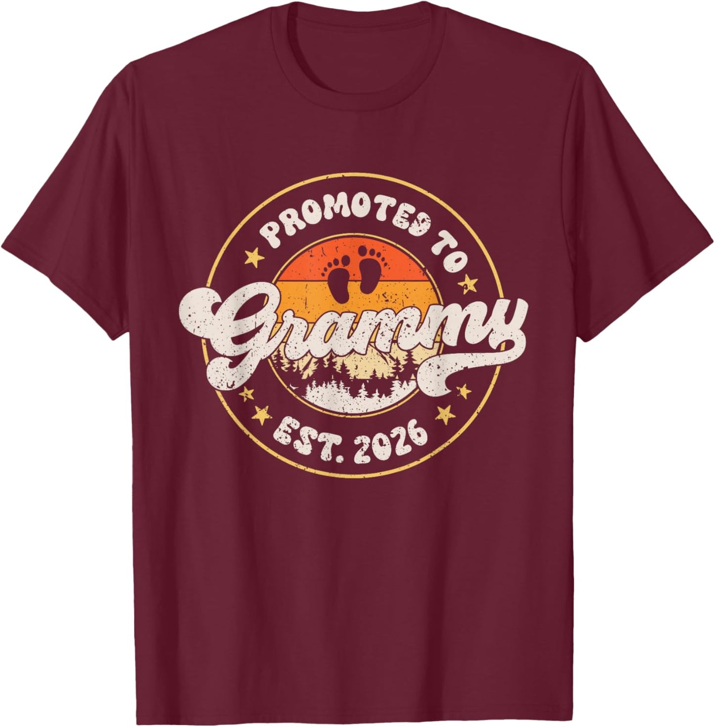 Promoted to Grammy Est. 2026 Grandmother Announcement T-Shirt - T-Shirt | Maroon