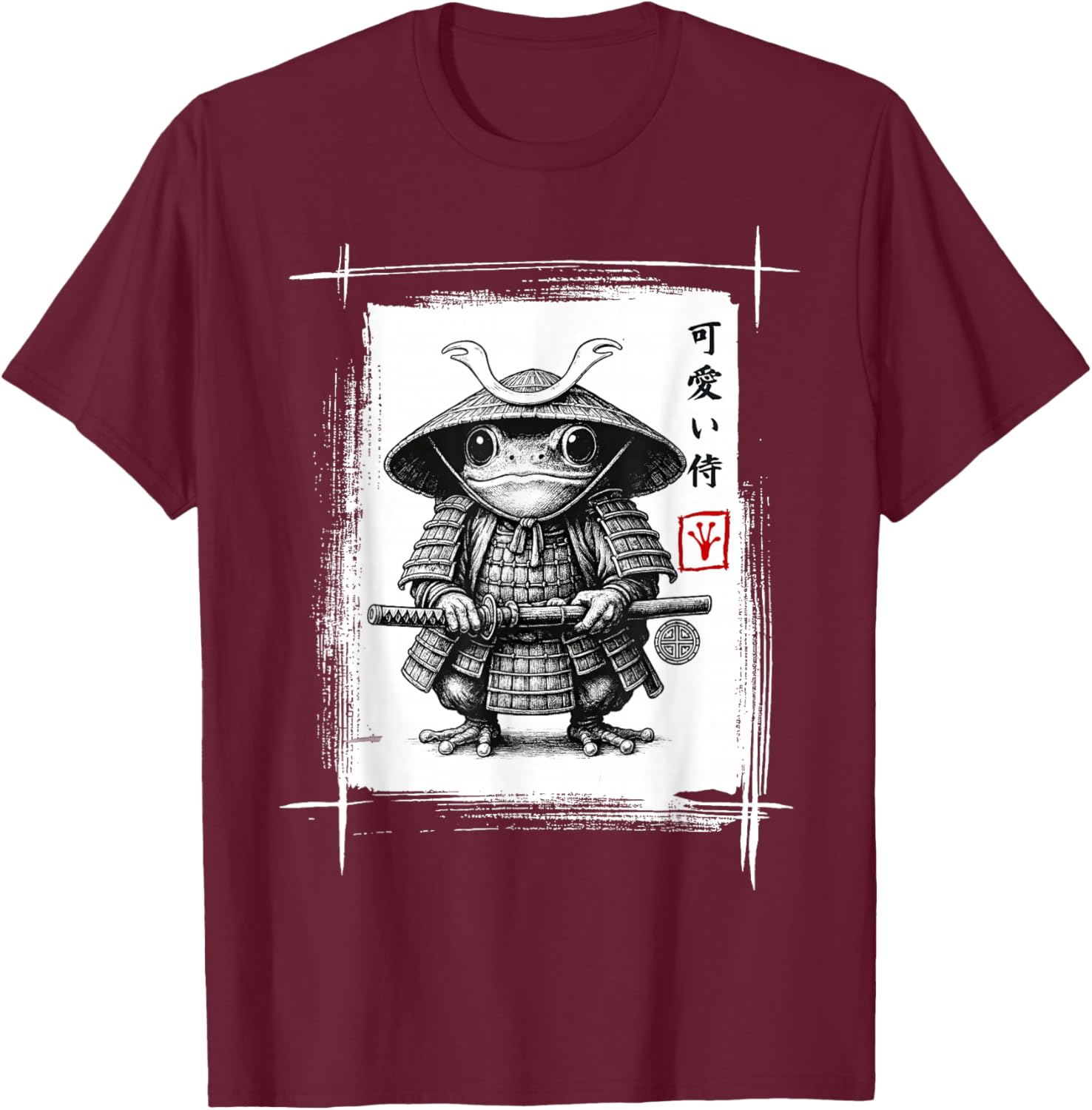 Samurai Frog Warrior Vintage Japanese Art Anime T-Shirt - T-Shirt | Maroon