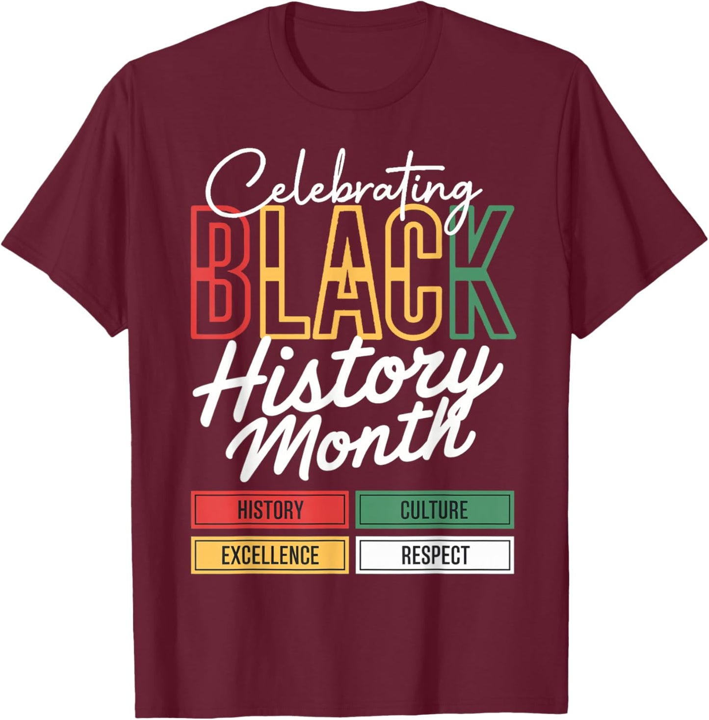 Celebrating Black History Month Afro African Men Women Kid T-Shirt - T-Shirt | Maroon