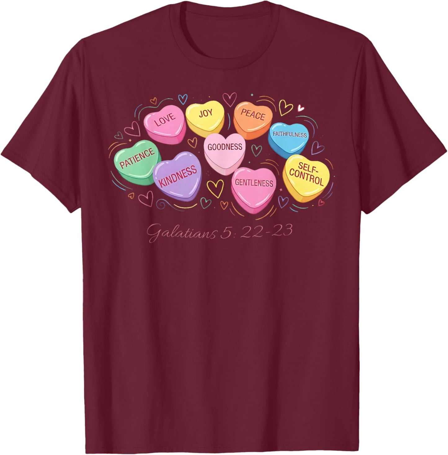 Candy Heart Love Christian Valentines Day Women T-Shirt - T-Shirt | Maroon