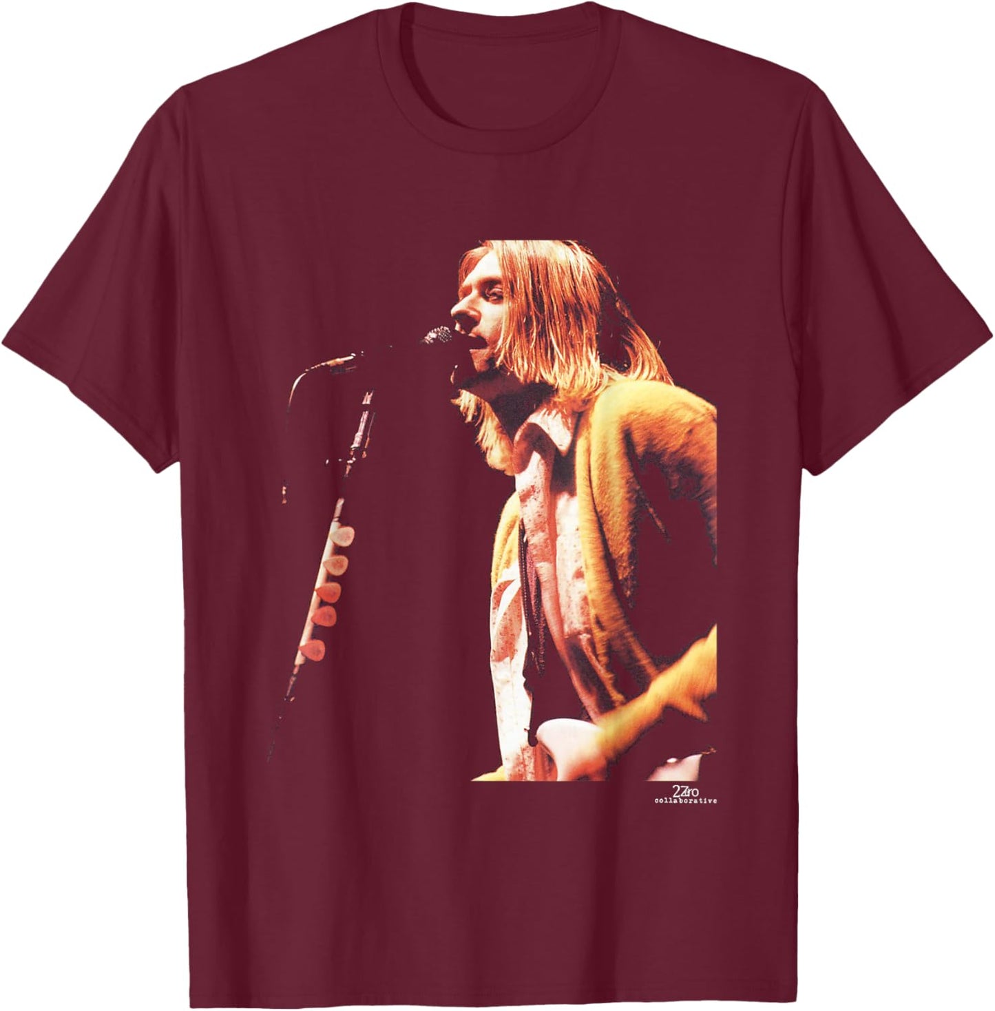Kurt Cobain Nirvana in Utero Tour by Phil Nicholls T-Shirt - T-Shirt | Maroon