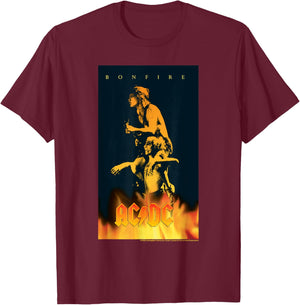 AC/DC Music Band Bonfire Graphic Poster Art T-Shirt - T-Shirt | Maroon
