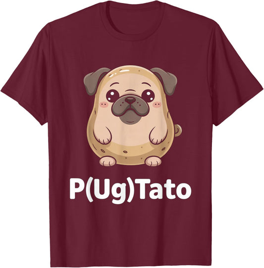 Funny Pugtato Dog Pug T-Shirt - T-Shirt | Maroon