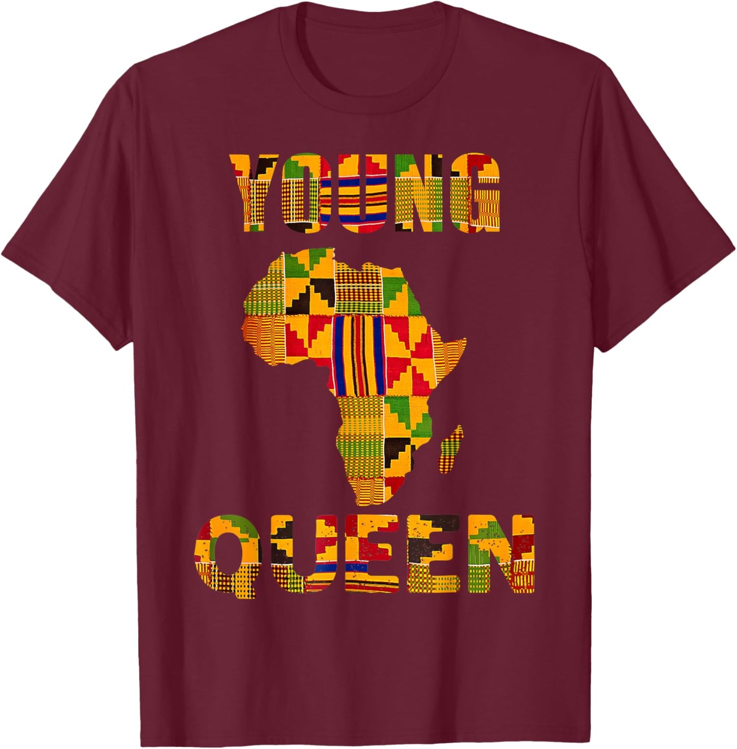 Cool African Kente Art Men Girls Kids African American Print T-Shirt - T-Shirt | Maroon