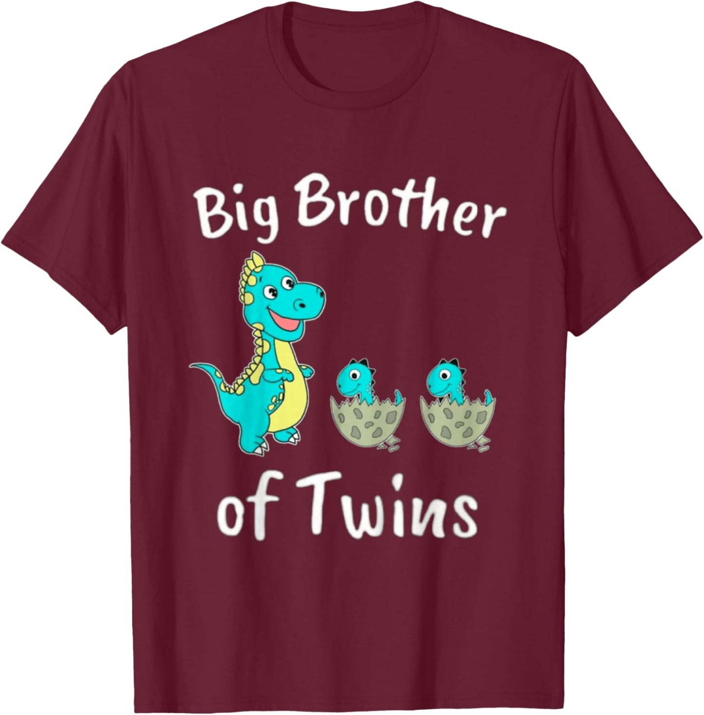 Kids I'm Going to Be A Big Brother of Twins Dino T-Shirt - T-Shirt | Maroon