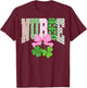 Lucky Shamrock St Patrick's Day Nurse Coquette Bow T-Shirt - T-Shirt | Maroon