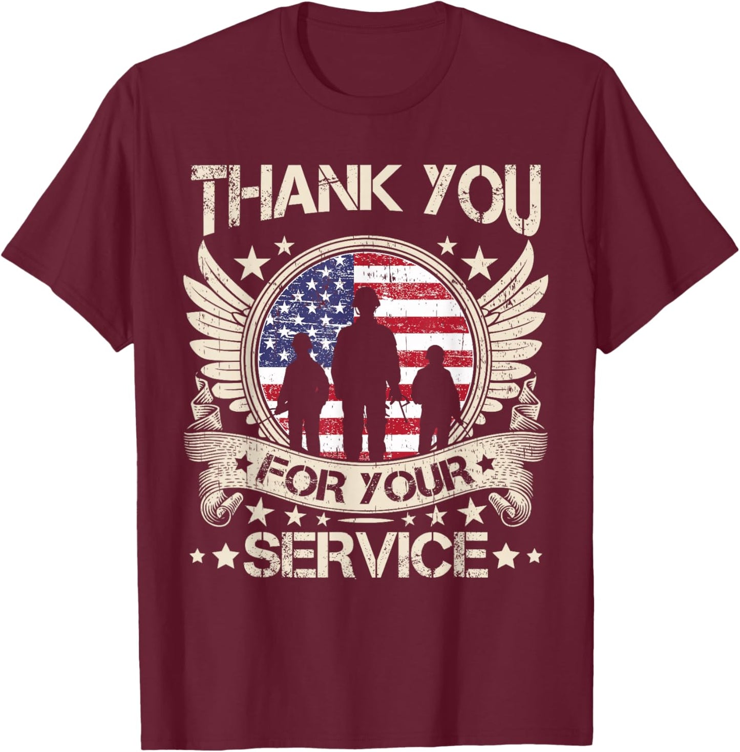 Thank You for Your Service Veterans Proud Veterans Day USA T-Shirt - T-Shirt | Maroon
