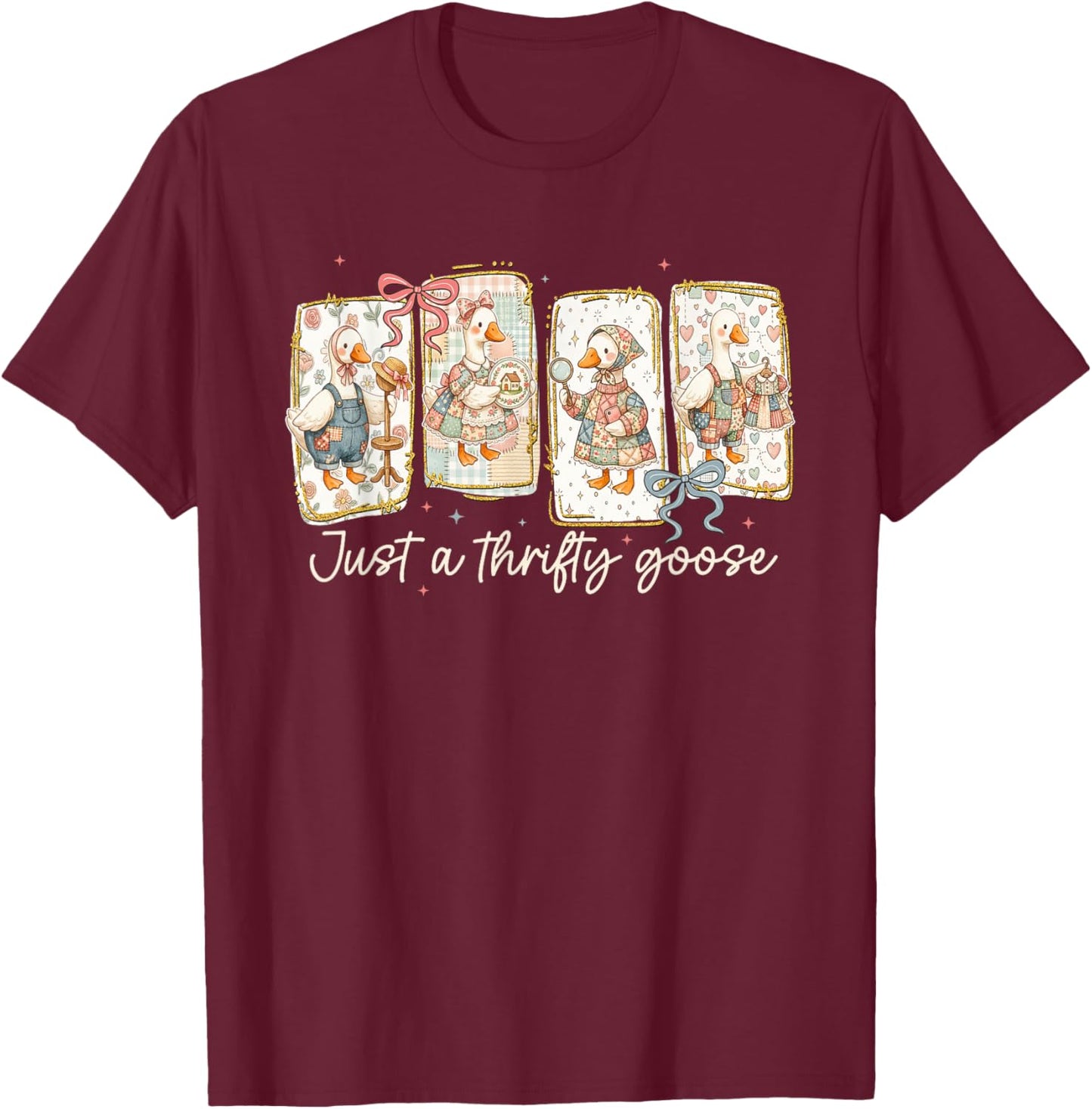 Just A Thrifty Goose Thrift Shop Thrifting Silly-Goose Women T-Shirt - T-Shirt | Maroon