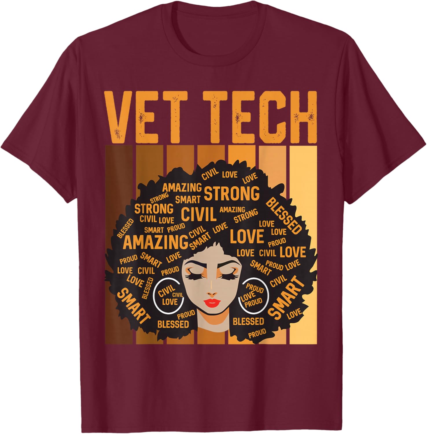 Vet Tech Powerful Black History Month Black Pride Design T-Shirt - T-Shirt | Maroon