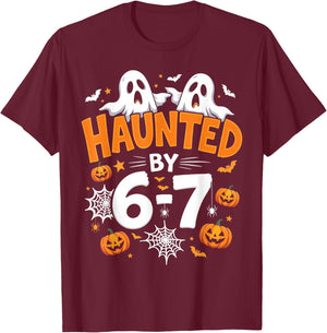Haunted by 67 Funny Pumpkin and Ghost Halloween Costume T-Shirt - T-Shirt | Maroon