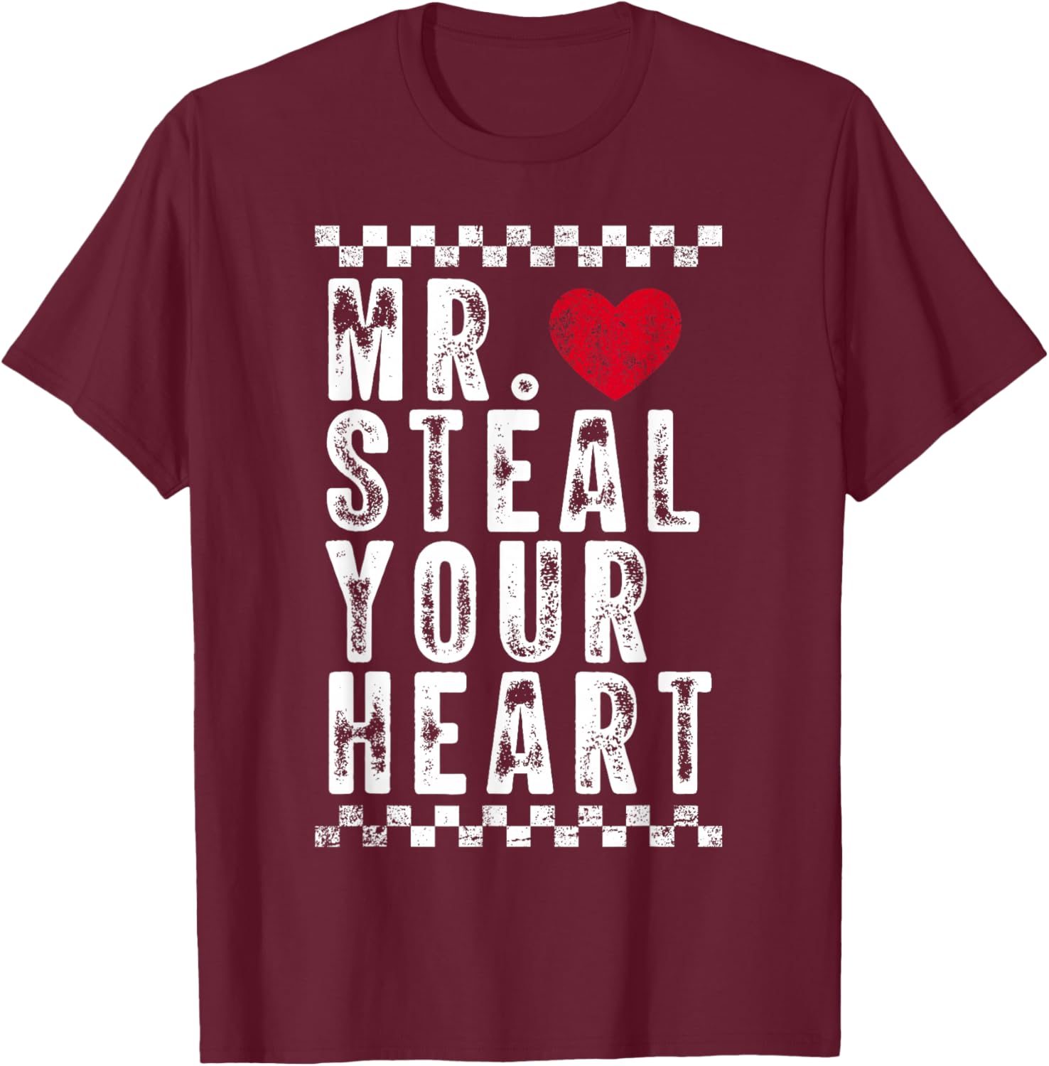 Mr Steal Your Heart Happy Valentine's Day Couple Kids Boys T-Shirt - T-Shirt | Maroon