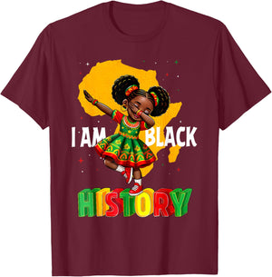 I Am Black History Month African American Girl Kid T-Shirt - T-Shirt | Maroon
