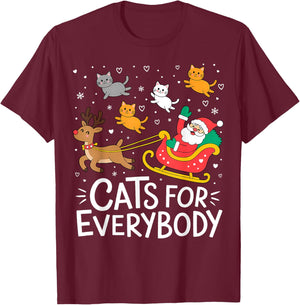 Cats for Everybody Christmas Cat Funny Xmas Women Santa T-Shirt - T-Shirt | Maroon