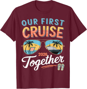 Our First Cruise 2026 Together Young Matching Couples Cruise T-Shirt - T-Shirt | Maroon