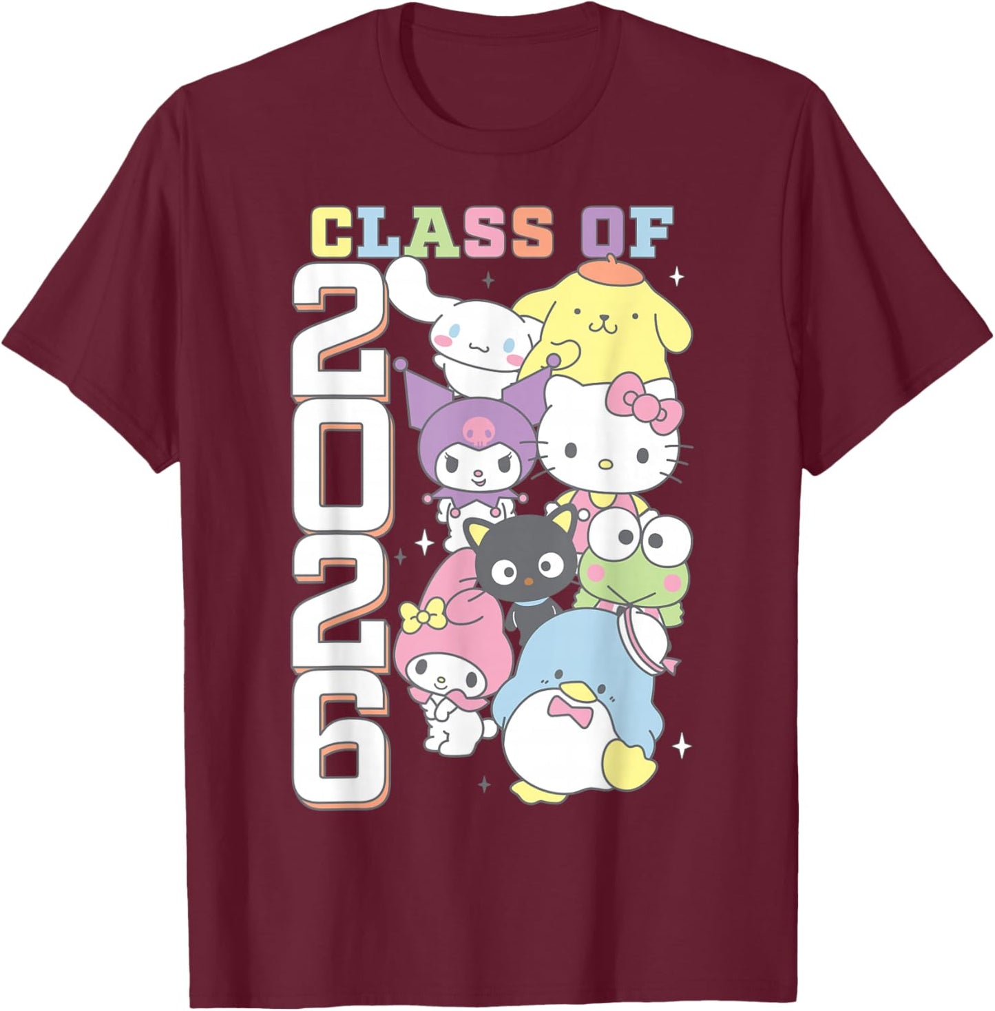 Hello Kitty and Friends Class of 2026 Colorful Graduation T-Shirt - T-Shirt | Maroon