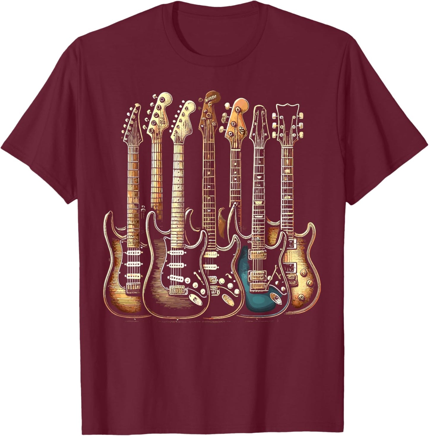Guitars Music Guitarists Guitar T-Shirt - T-Shirt | Maroon