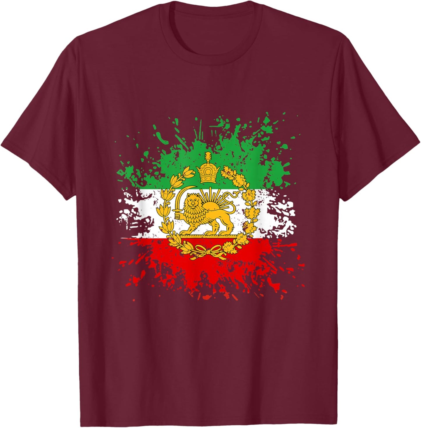 Iran Lion Sun Flag,Iran,Persian,Shir o Khorshid T-Shirt - T-Shirt | Maroon