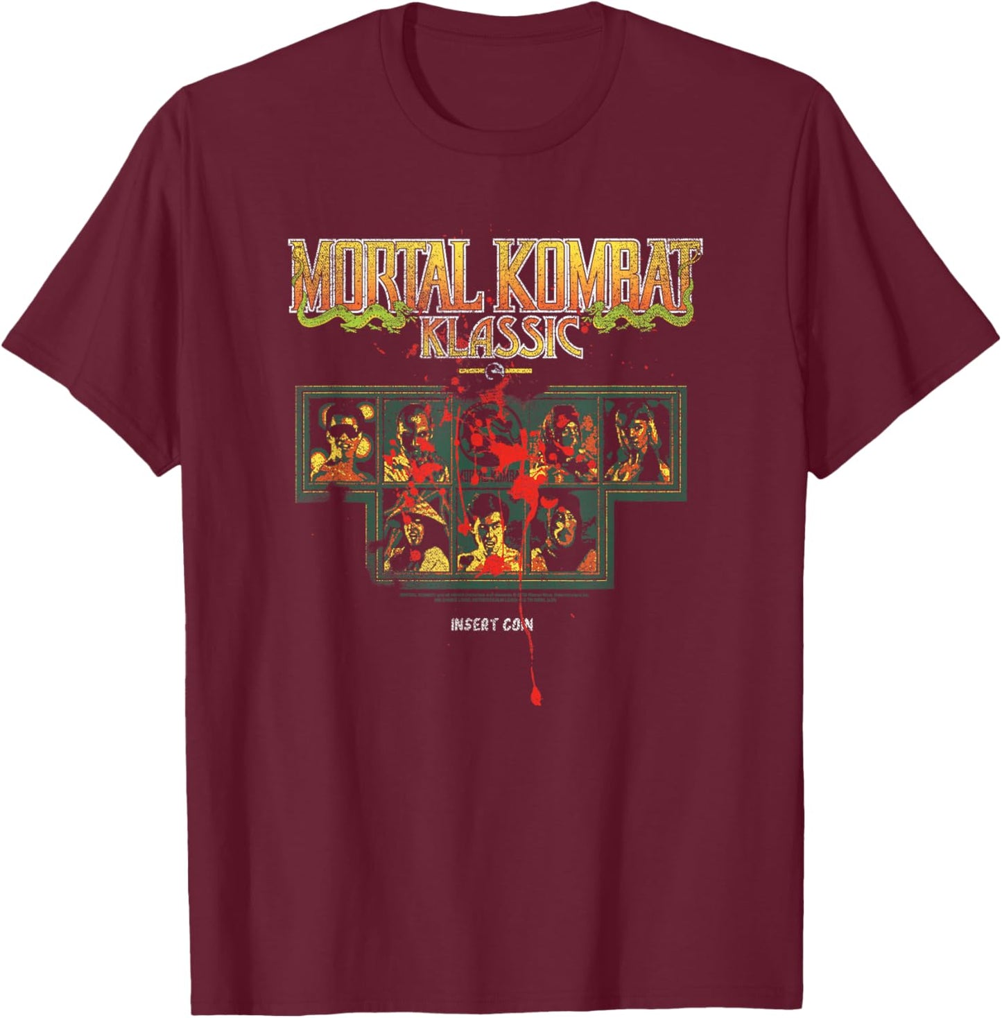 Mortal Kombat Blood Splatter Character Select Video Game T-Shirt - T-Shirt | Maroon