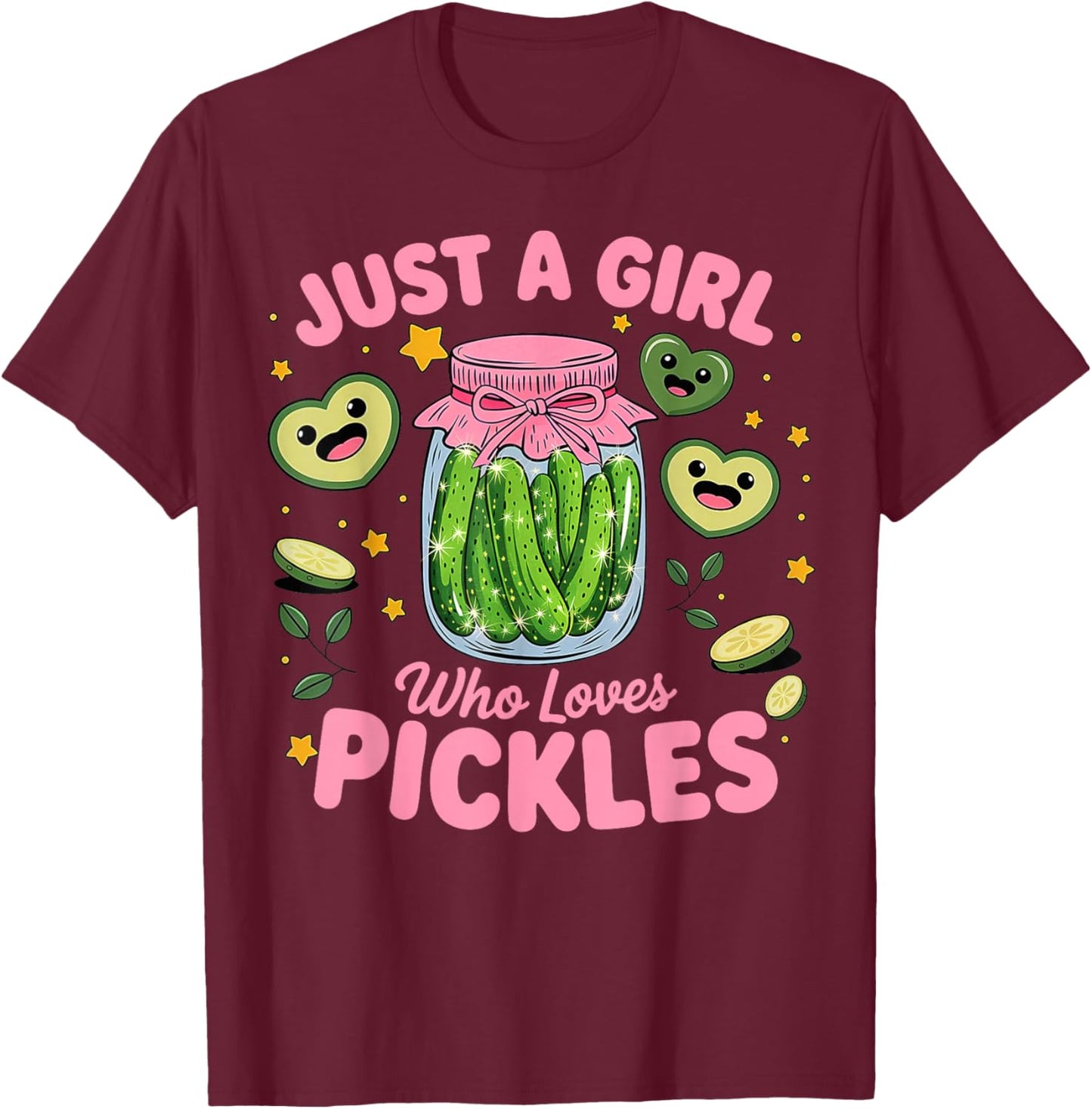 Pickle Just a Girl Who Loves Pickles Funny Food Lover T-Shirt - T-Shirt | Maroon