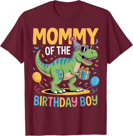 Mommy of The Birthday Party Outfit Dinosaur Squad Mom T-Shirt - T-Shirt | Maroon