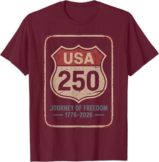 250 Years of Freedom | American 1776–2026 Patriotic T-Shirt - T-Shirt | Maroon