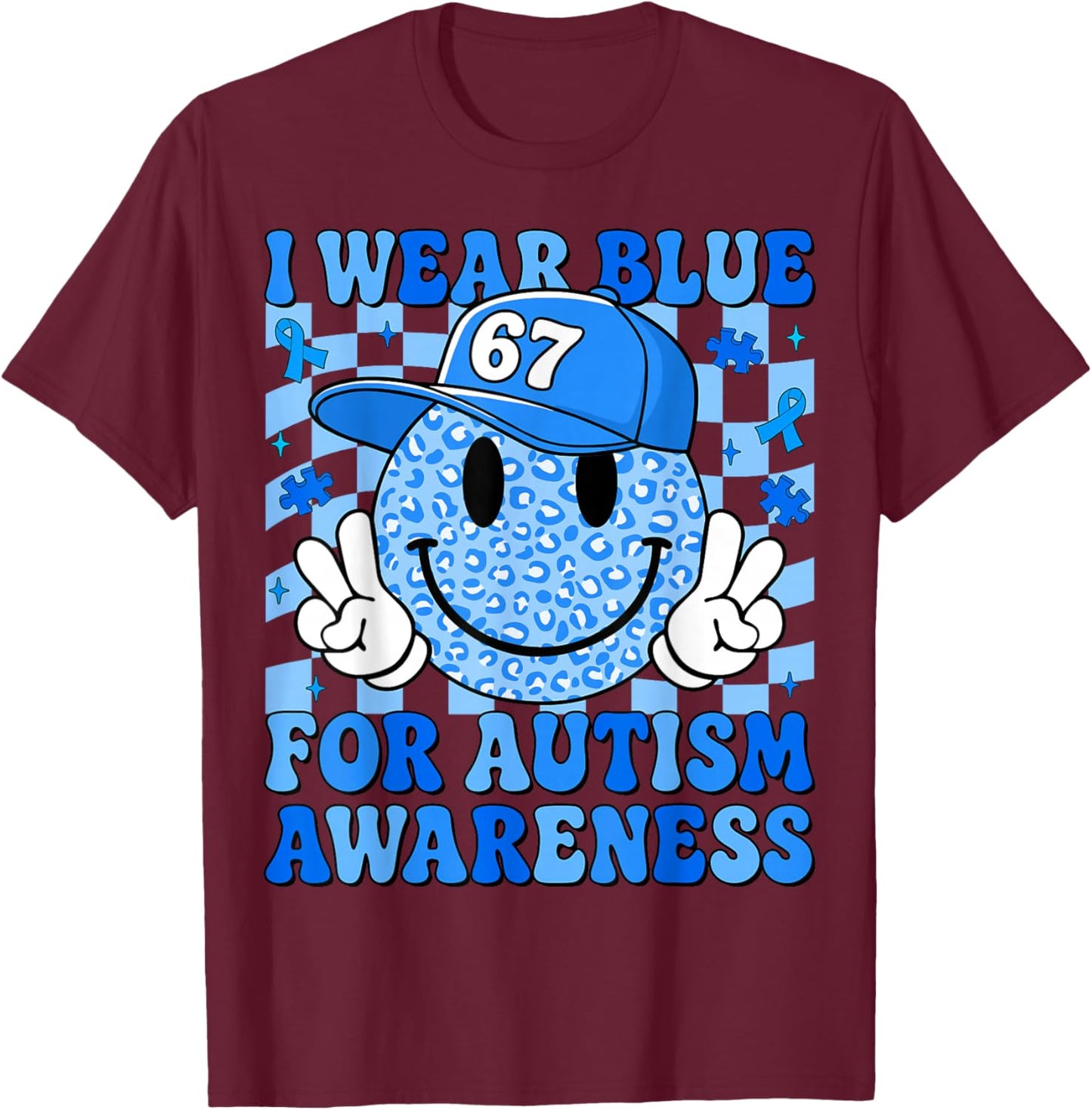 I Wear Blue for Autism Awareness Month Men Women Kids Autism T-Shirt - T-Shirt | Maroon