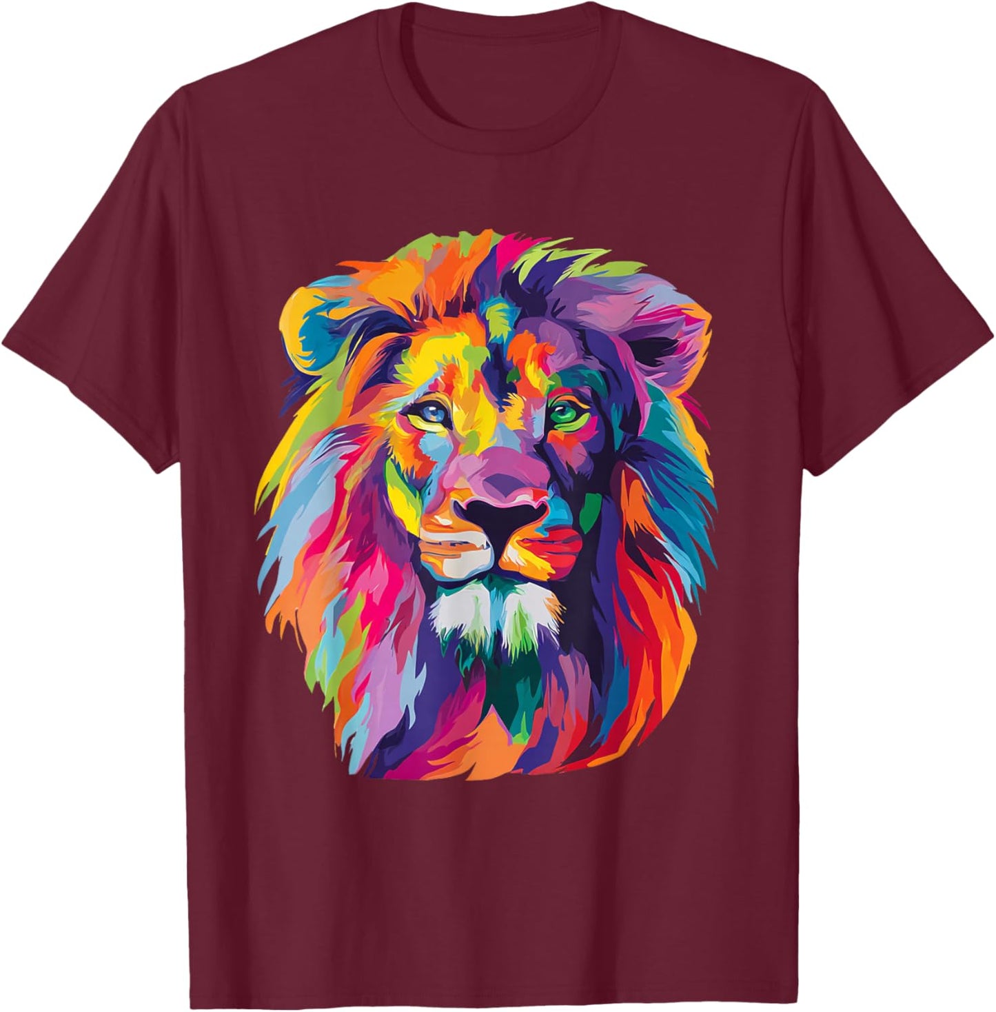Colorful Lion T-Shirt - T-Shirt | Maroon