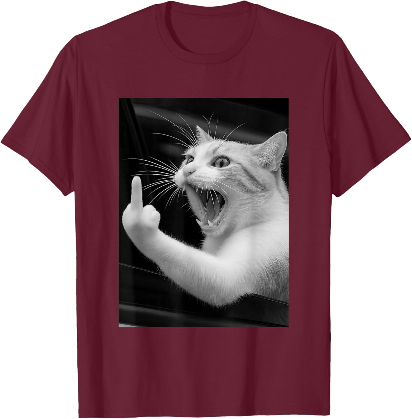 Funny Angry Cat Men Women Gift T-Shirt - T-Shirt | Maroon