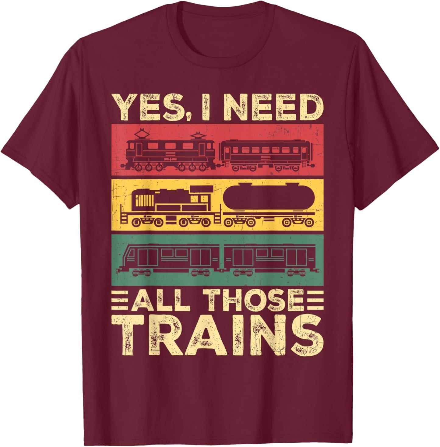 Cool Train Model Funny Train Railroad T-Shirt - T-Shirt | Maroon