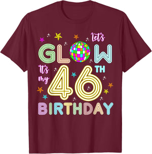 It's My 46th Birthday Glowing 80s 46 Year Old T-Shirt - T-Shirt | Maroon