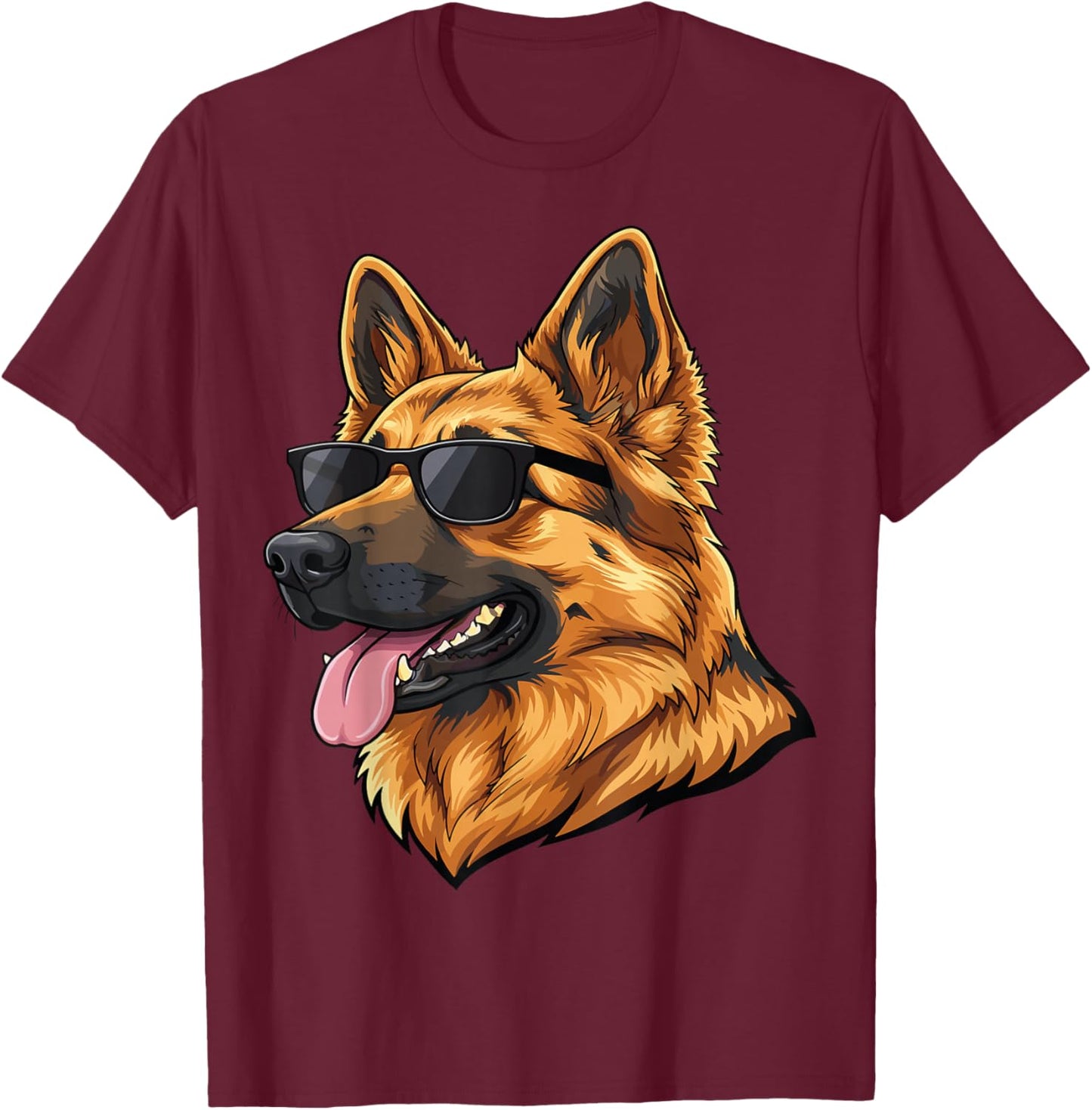 Funny German Shepherd Illustration Vintage Dogs Pets Animals T-Shirt - T-Shirt | Maroon