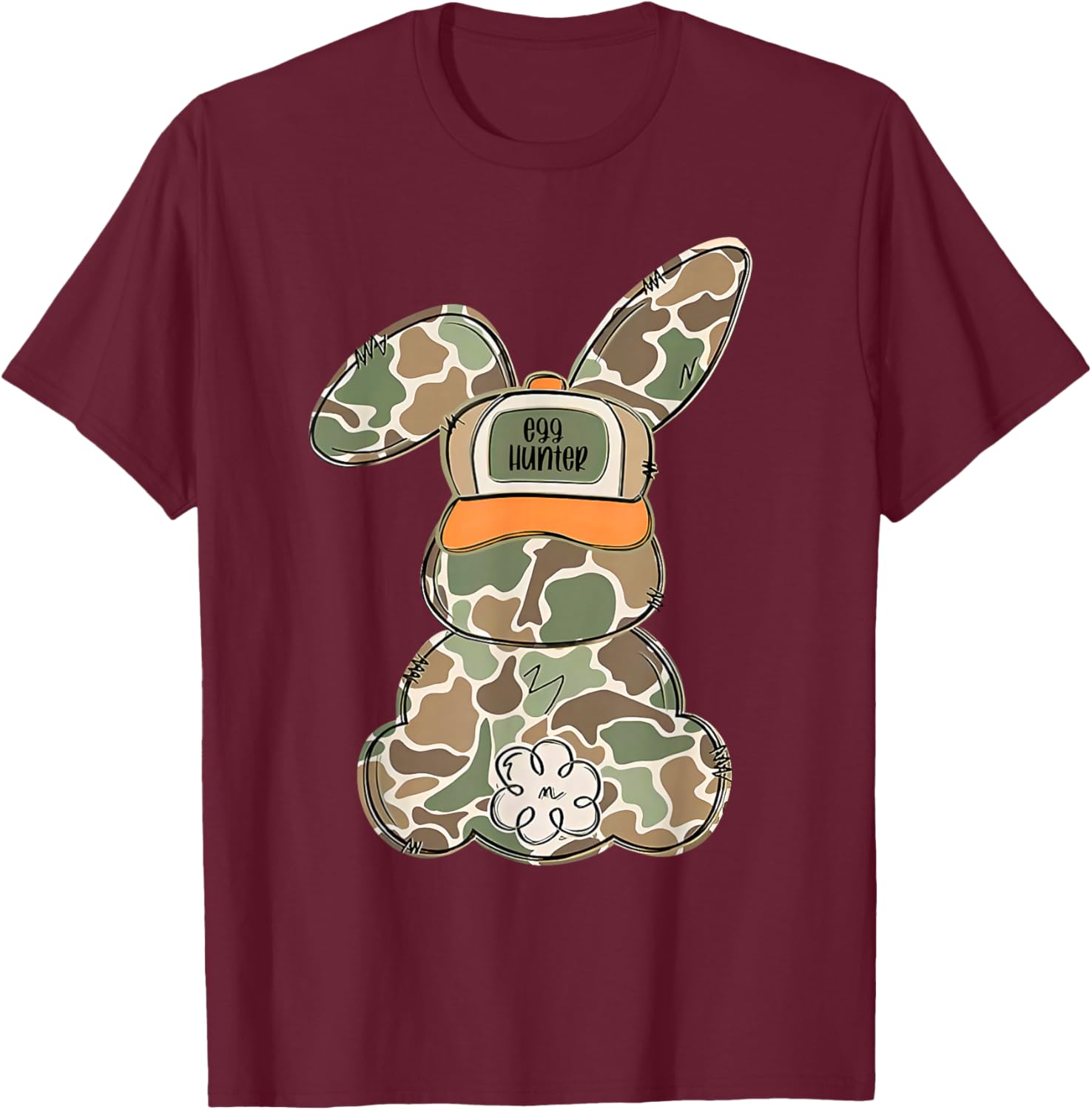 Cute Bunny Egg Hunter Rabbit Camouflage Easter Couples Boys T-Shirt - T-Shirt | Maroon