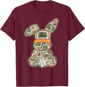 Cute Bunny Egg Hunter Rabbit Camouflage Easter Couples Boys T-Shirt - T-Shirt | Maroon