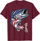 Bass Fish USA Flag Fishing 4th of July Patriot T-Shirt - T-Shirt | Maroon