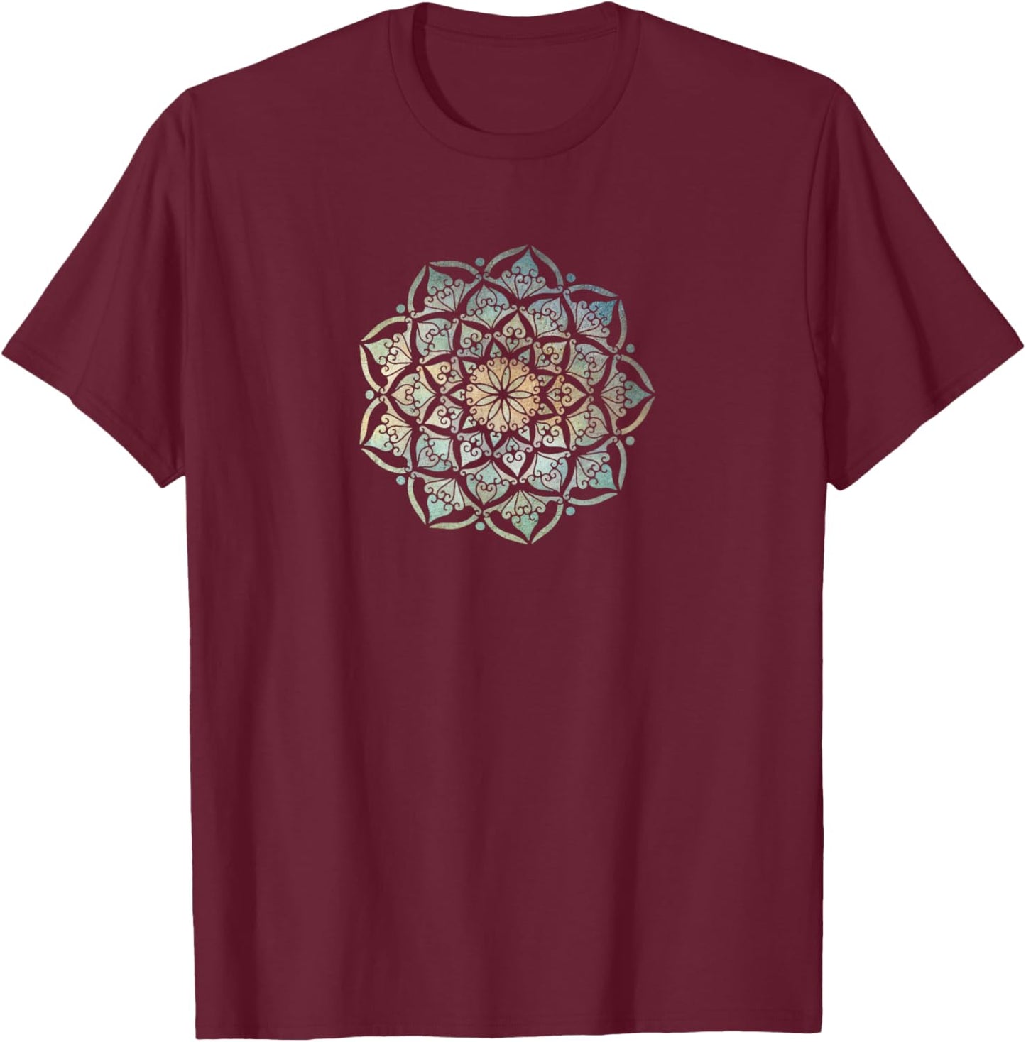 Mandala - Geometric Abstract Distressed Zen T-Shirt - T-Shirt | Maroon